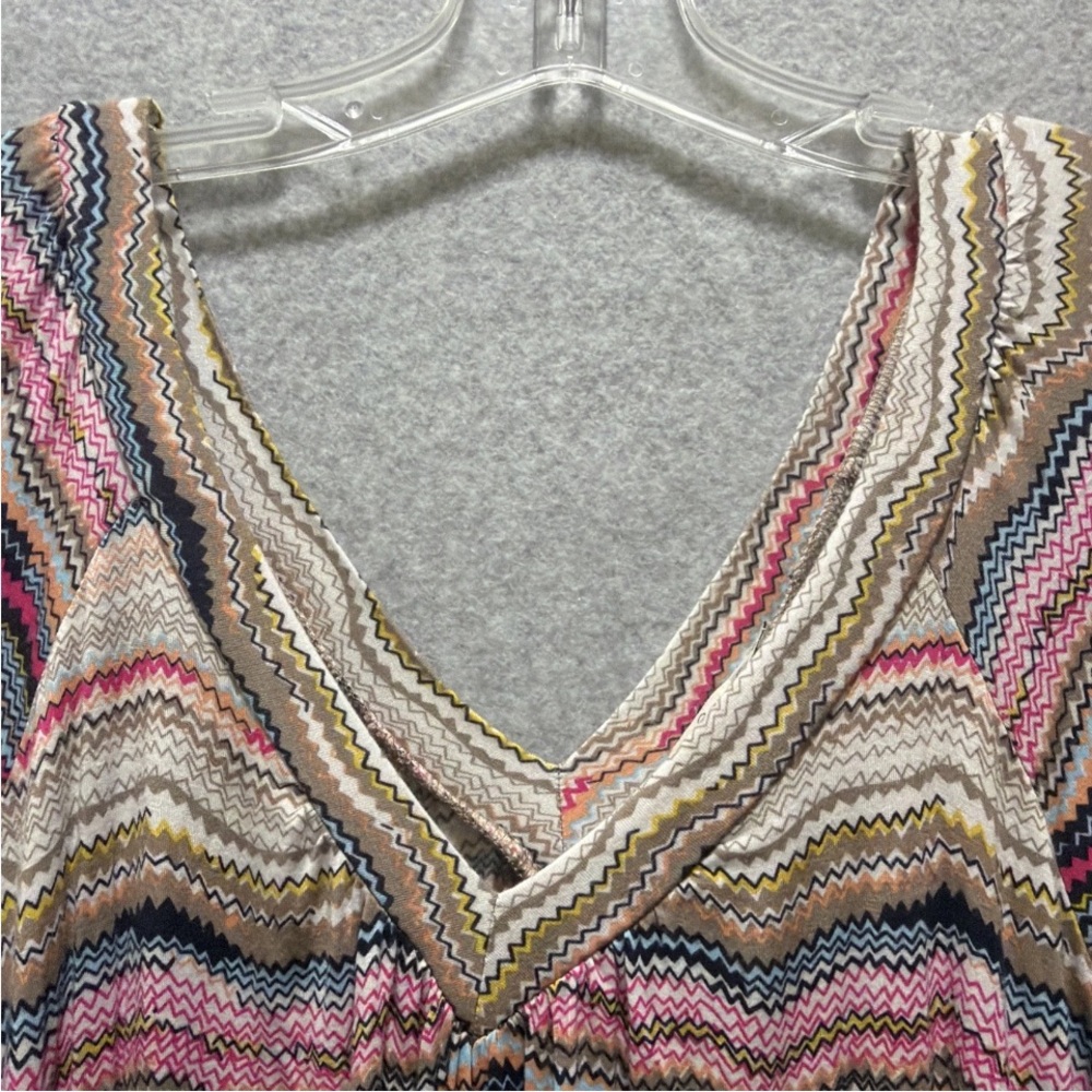 American Rag Pink and Cream Striped Peasant Blouse 3/4Bell Sleeves Smocked Waist - Picture 5 of 7
